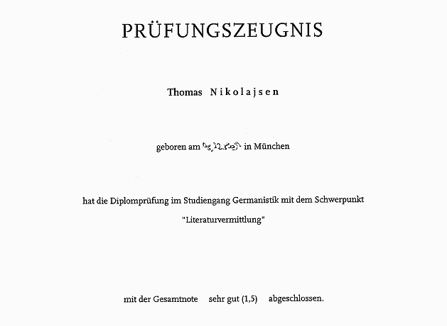 Prüfungszeugnis